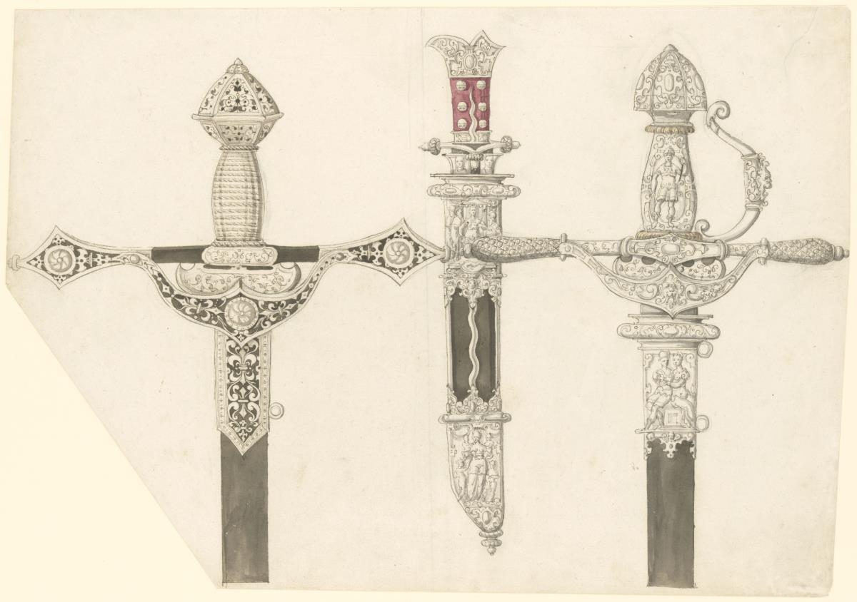 Schwertgriffe und Jagdmesser