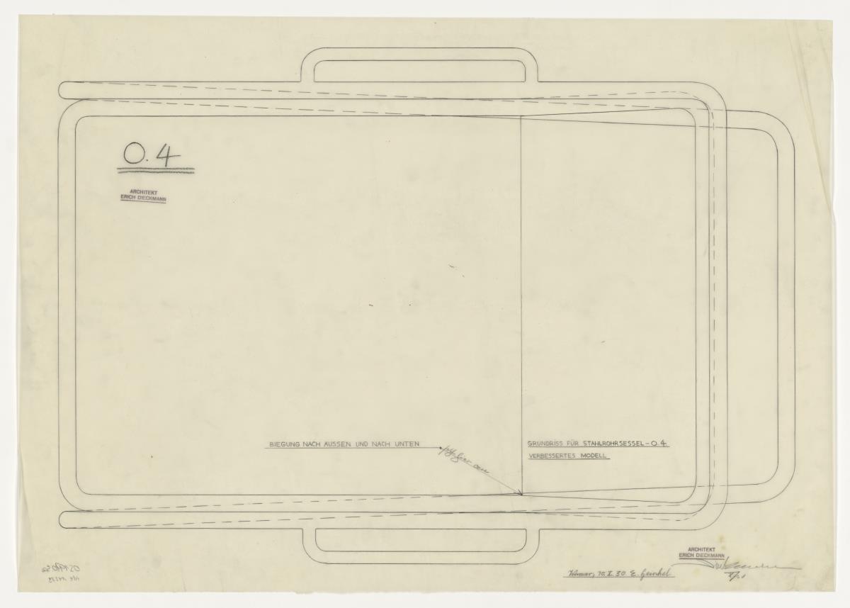 Stahlrohrsessel, Modell 04, Grundriss (Möbelentwürfe, Stahlrohrmöbel)