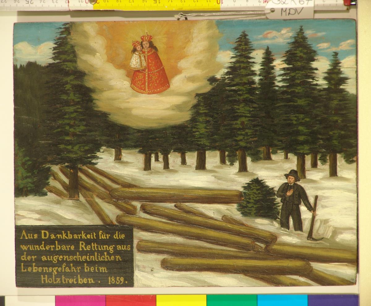 Aus Dankbarkeit für die wunderbare Rettung aus der augenscheinlichen Lebensgefahr beim Holztreiben. 1859.