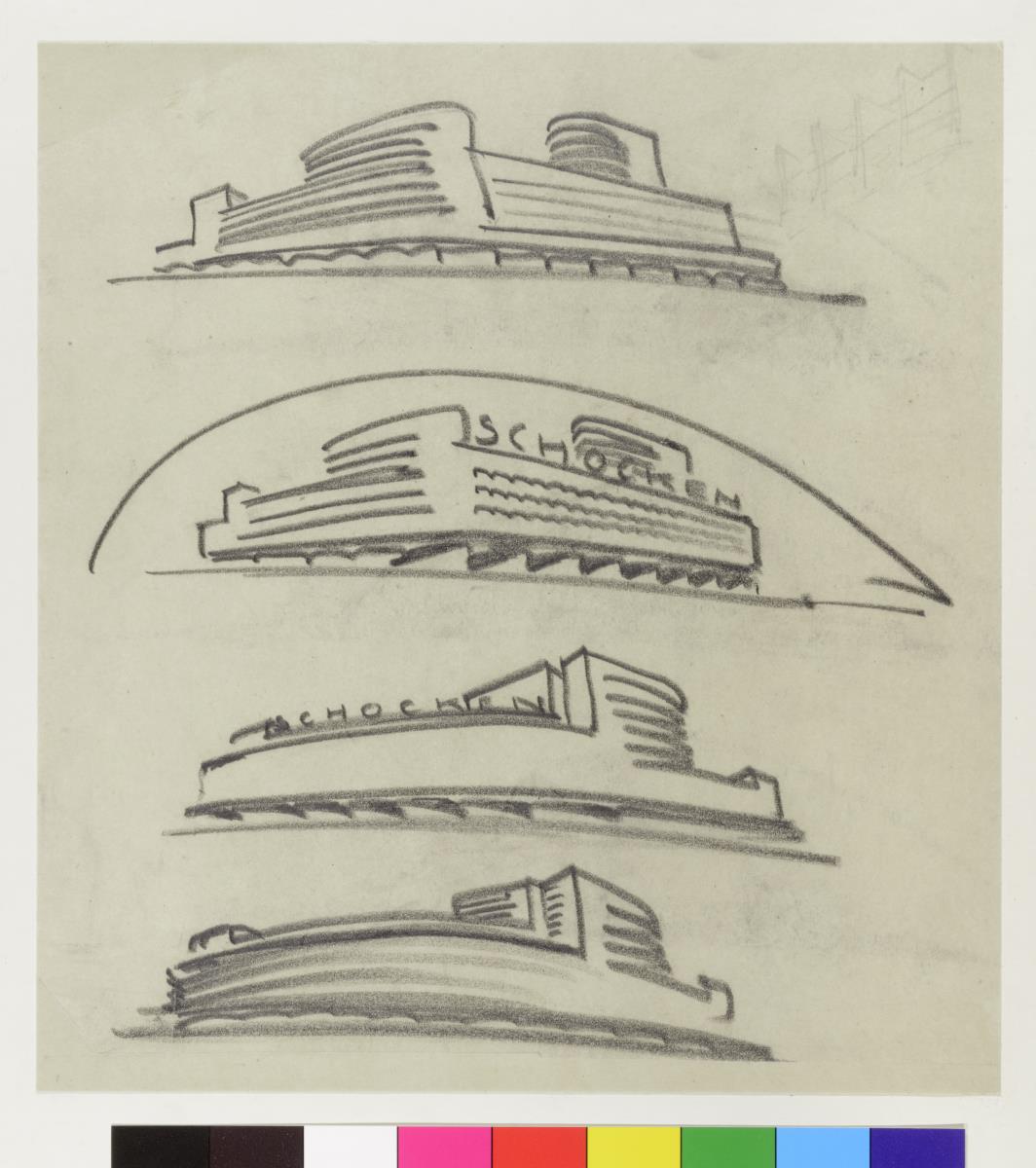 Warenhaus Schocken, Stuttgart, vier Skizzen