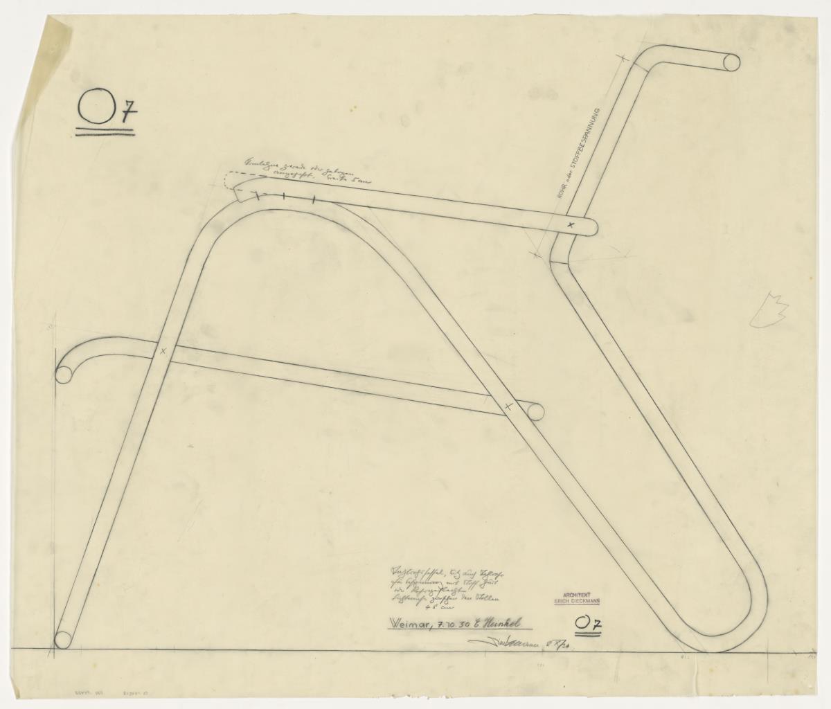 Sessel, Modell 07  (Möbelentwürfe, Stahlrohrmöbel)