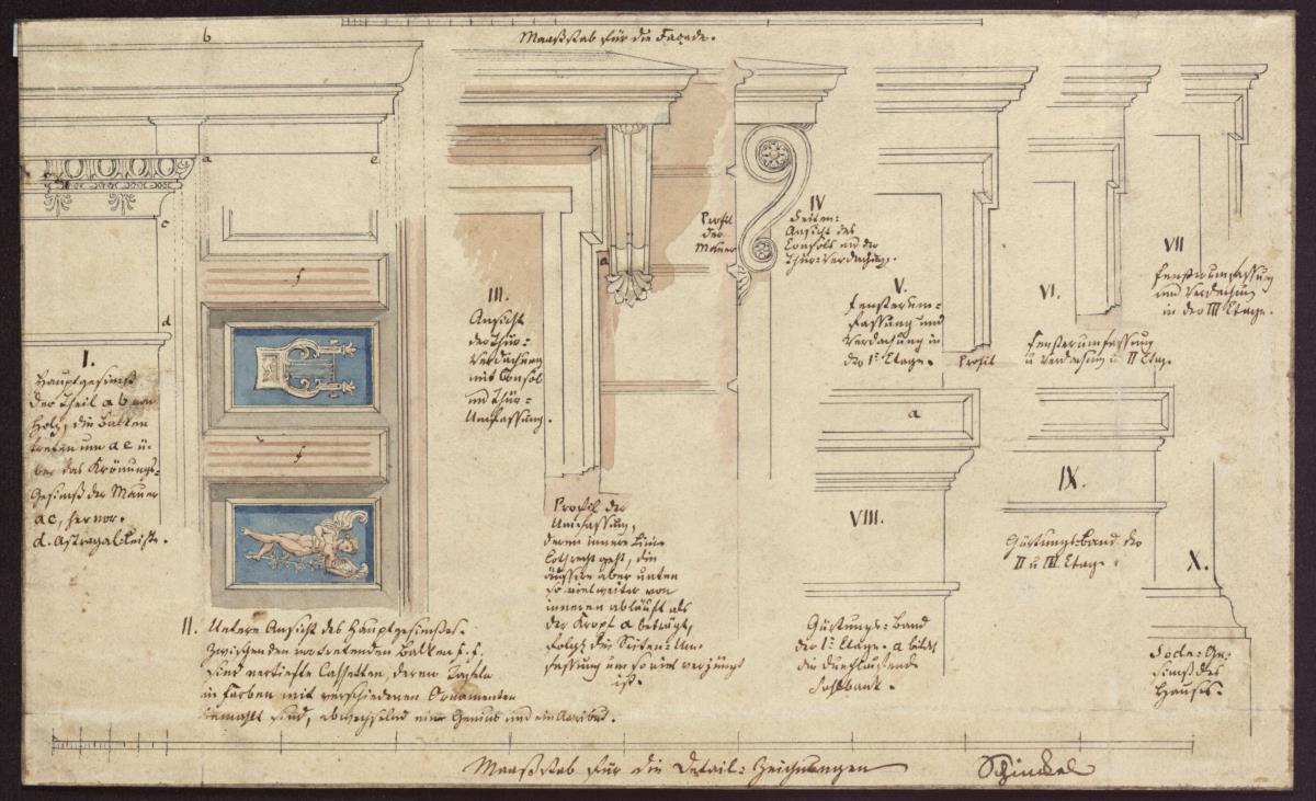 Entwurf zu einem Wohnhaus. Wand- und Gesimsdetails