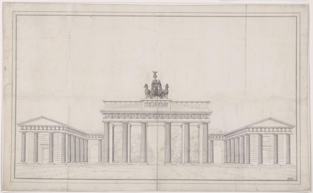 Berlin. Entwurf zur Aufstellung der Quadriga auf dem Brandenburger Tor