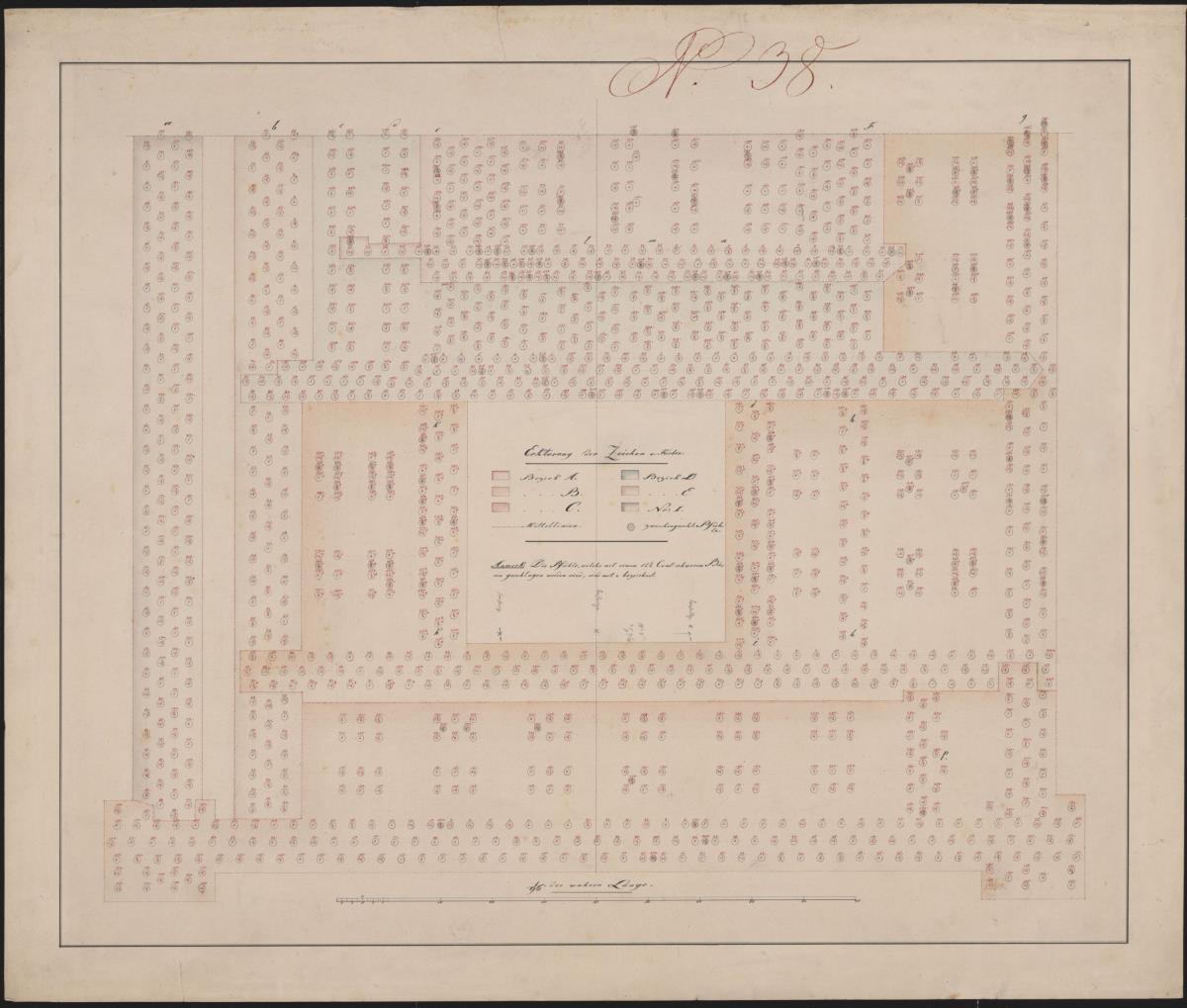 Berlin. Altes Museum am Lustgarten. Plan der Pfahlgründung der Osthälfte