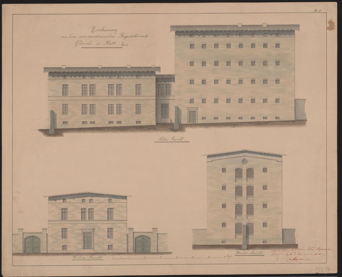 Halle an der Saale. Entwurf zum Inquisitoriatsgebäude. Ansichten