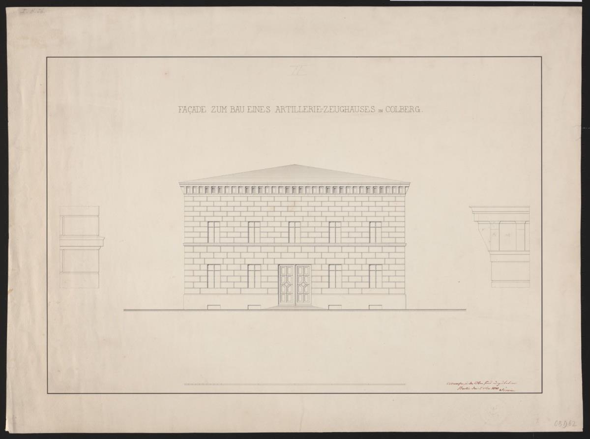 Kolberg (Kołobrzeg). Entwurf zu einem Artillerie-Zeughaus. Ansicht