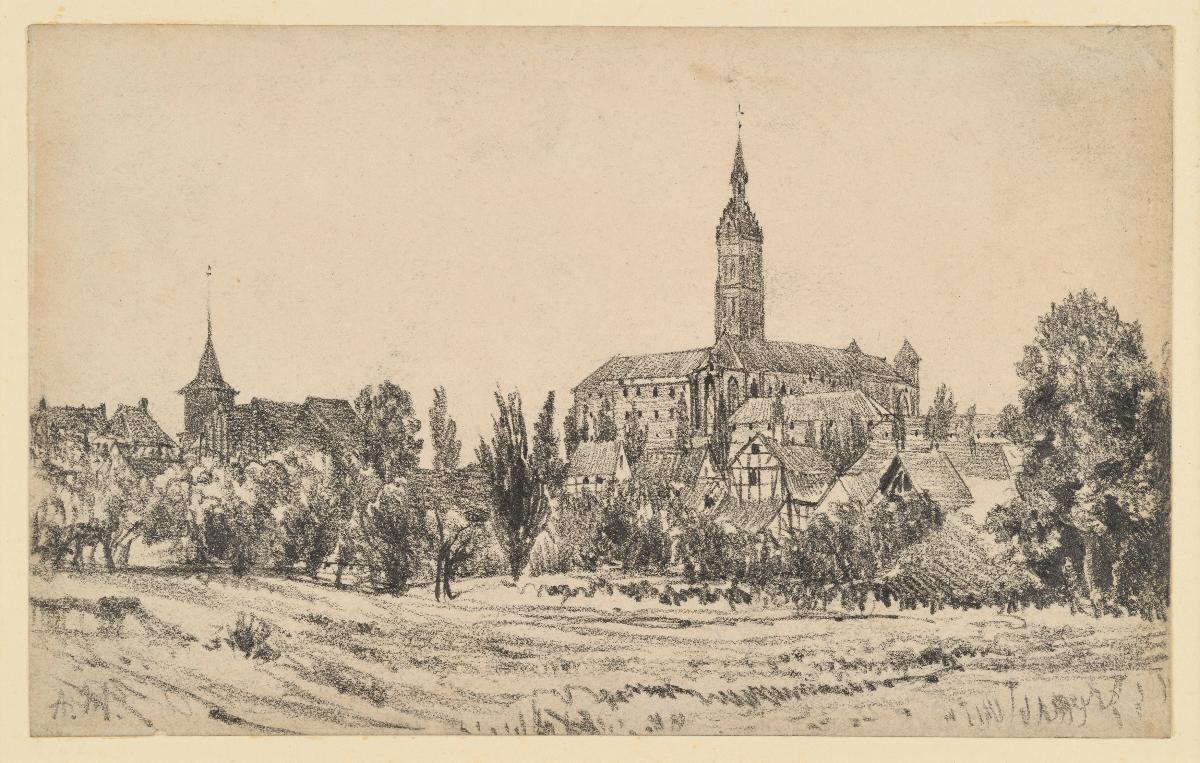 Kleines Städtchen mit hohem Kirchturm
