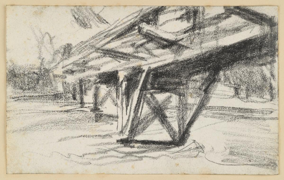 Holzbrücke, von unten gesehen