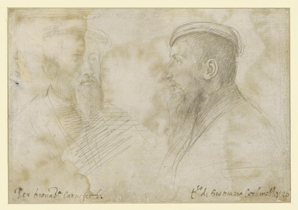 zwei Bildnisstudien, von schräg vorne und im Profil gesehen (Giovanni Maria Corbinelli?)