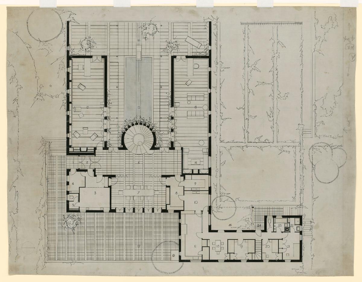 Rehovoth, Israel, Villa Weizmann, Grundriss mit Garten
