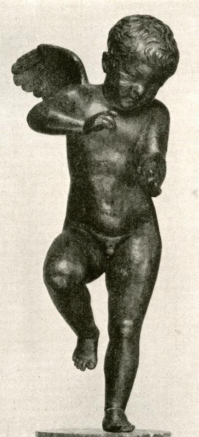 Statuette des Amor mit Doppelflöte