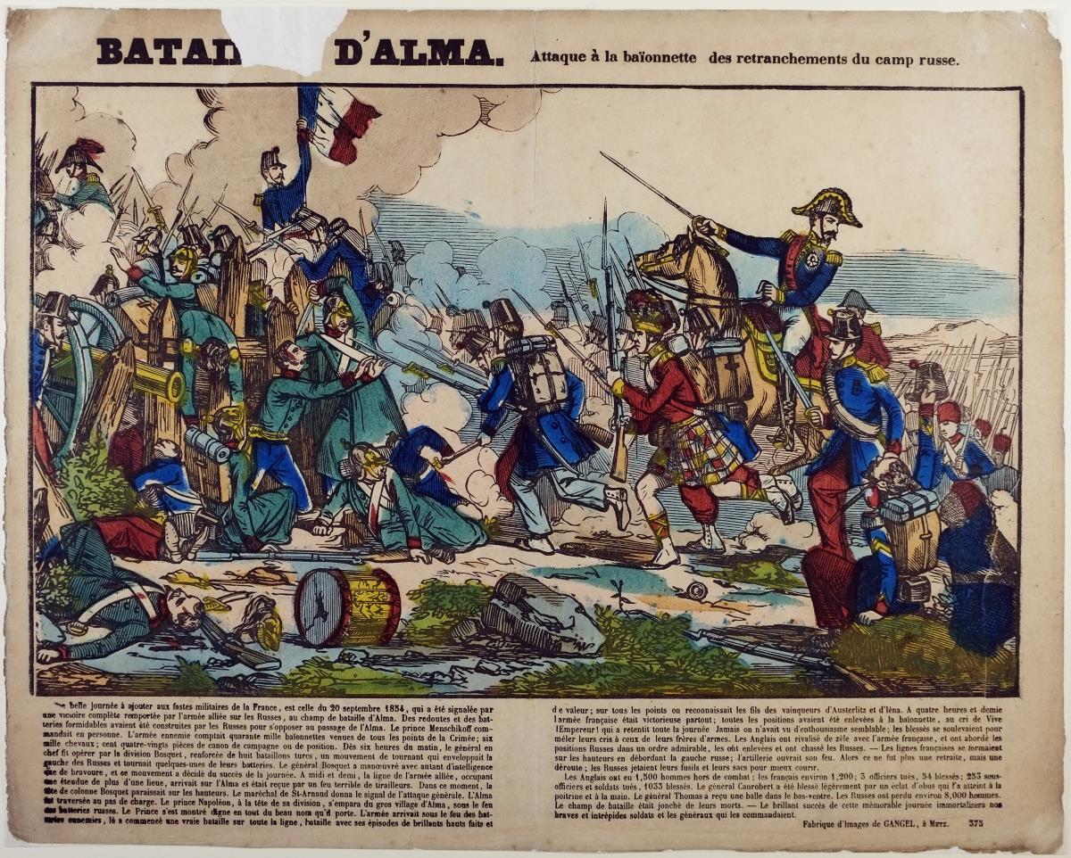 Bataille d`Alma. Attaque à la baionette des retranchements du camp russe.