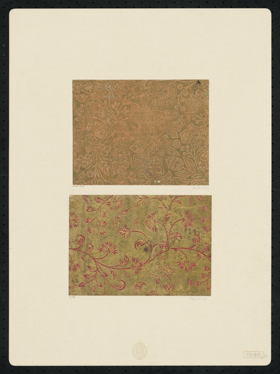 Brokatpapier (Große Blüten und kleine Beeren an Zweigen)