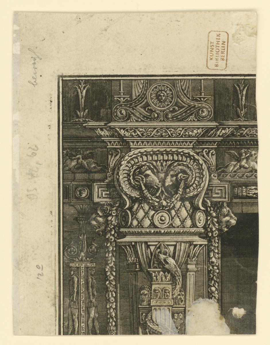 Fragment einer Radierung, Taf. 52 aus "Diverse maniere d'adornare i cammini"