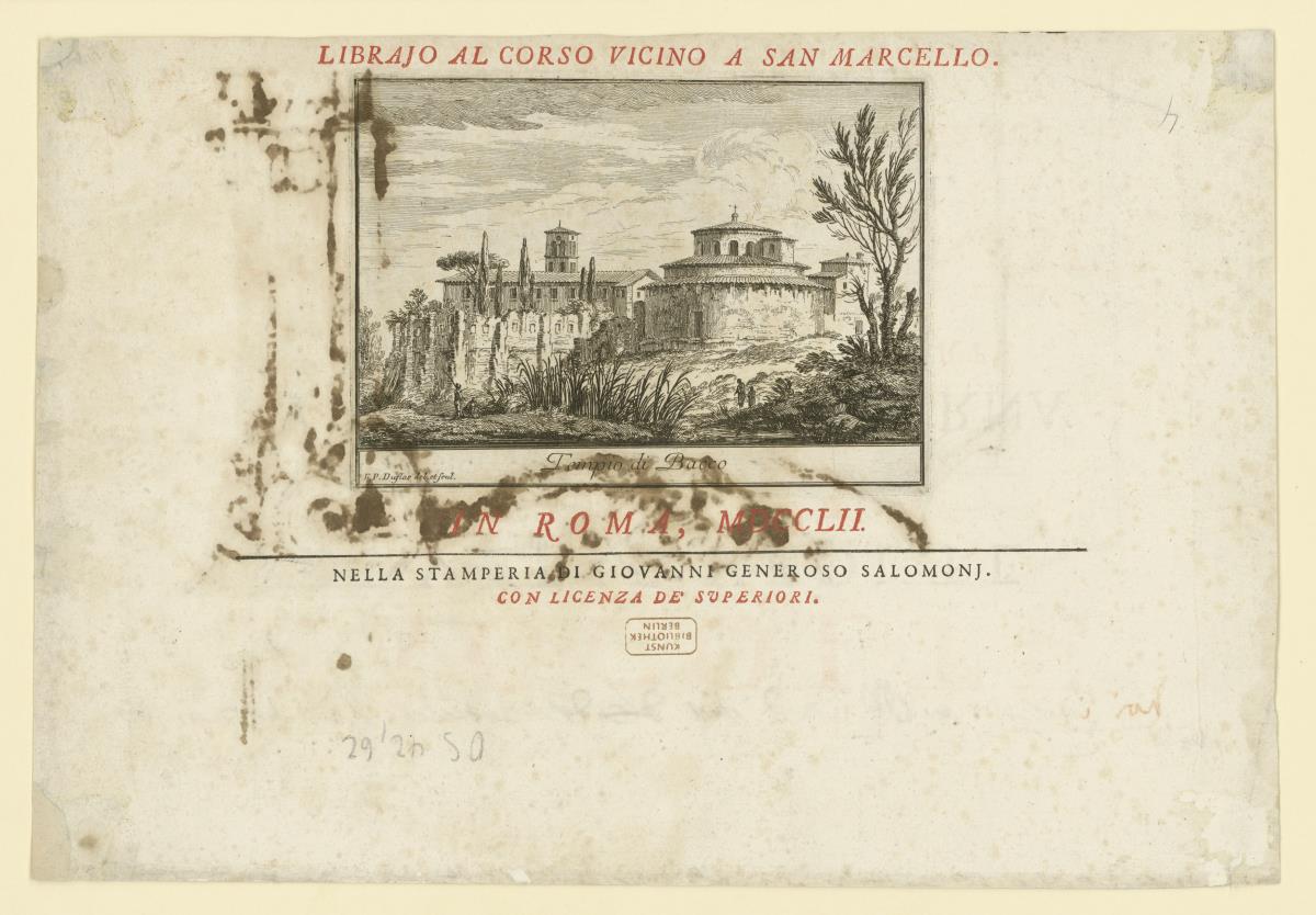 Fragment des radierten Titelblatts der "Varie Vedute di Roma Antica e Moderna"