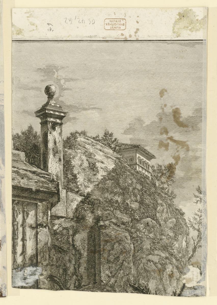 Fragment einer Radierung, Taf. 3 aus "Antichità d'Albano e di Castel Gandolfo"
