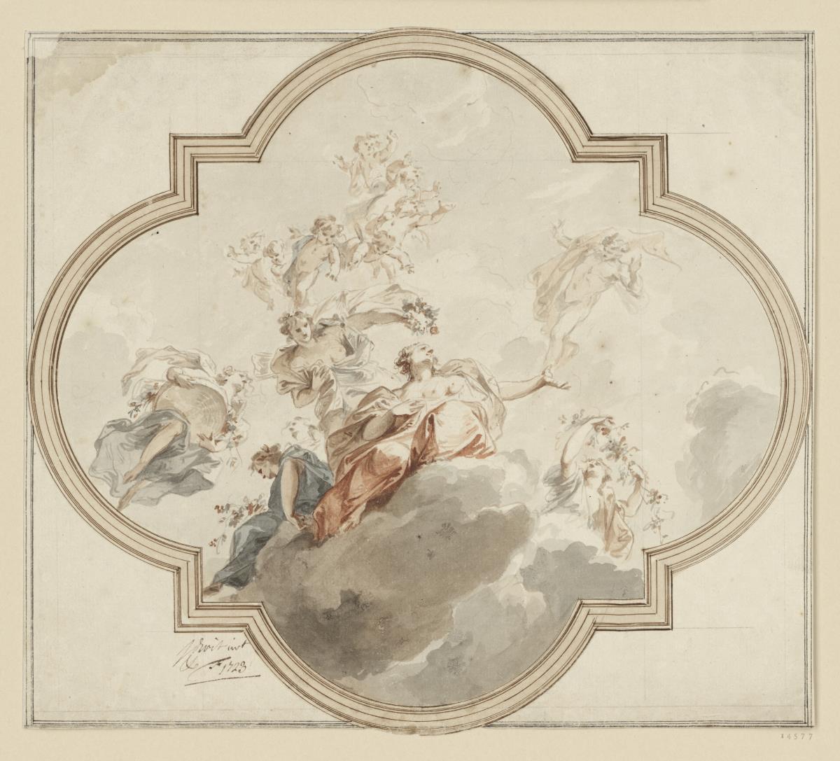 Deckenentwurf. Zephir und Flora