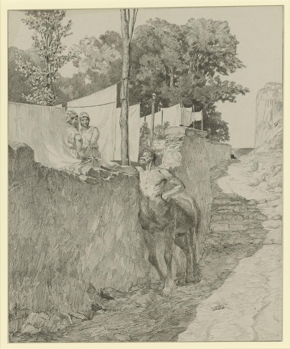 Landschaft mit Centaur und Wäscherinnen