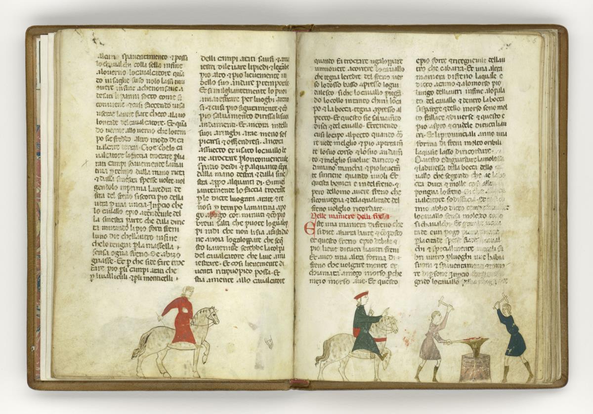 Giordano Rosso, Libro delle Mariscalcie dei cavalli. Pferd, das zur Schmiede kommt
