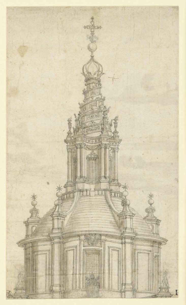 Ansicht  der Kuppel und Bekrönung S.Ivo alla Sapienza, Rom