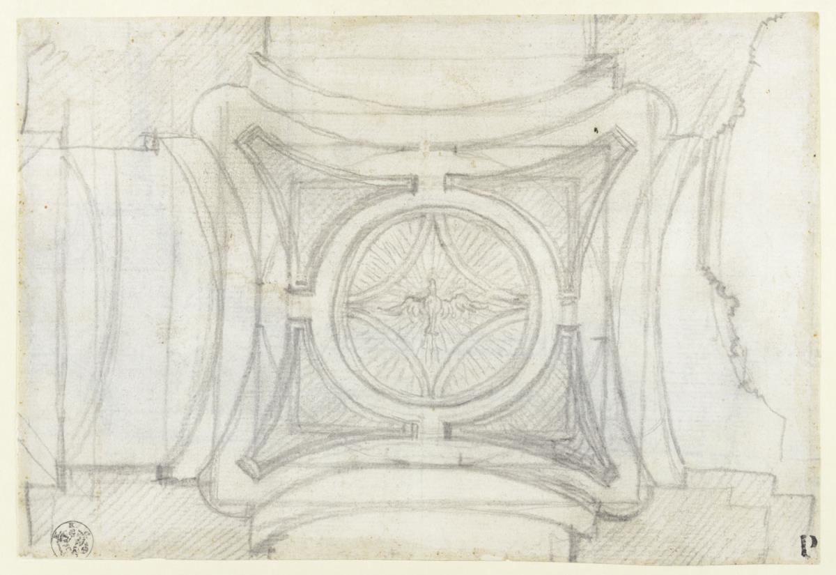 Deckenentwurf für den Palazzo Falconieri, Frascati, Grundriss der Kuppeldecke