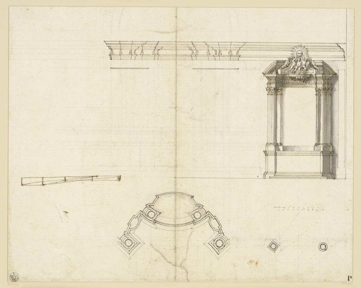 Wandgliederung, Altar; Grundriss, weiterer Altar-Entwurf