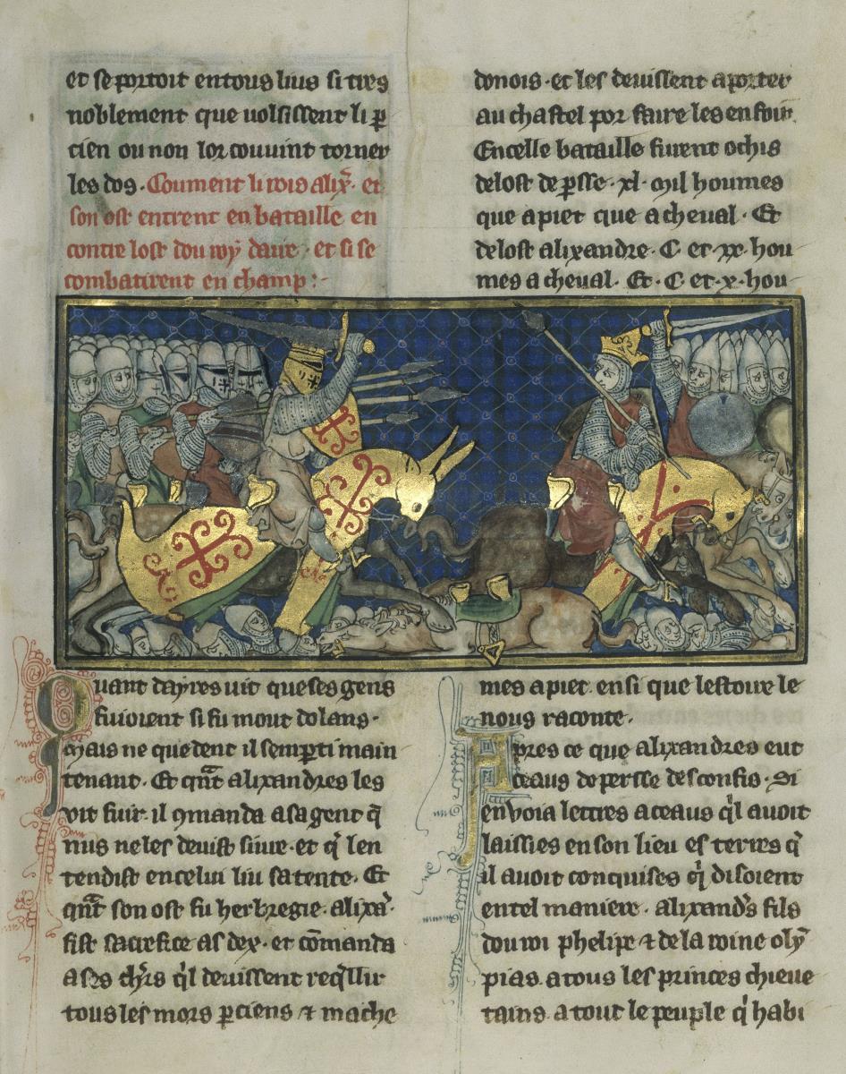 Alexander-Roman. Wie Alexander und sein Heer in die Schlacht gegen das Heer Darius' zogen und sie auf dem Schlachtfeld miteinander kämpften