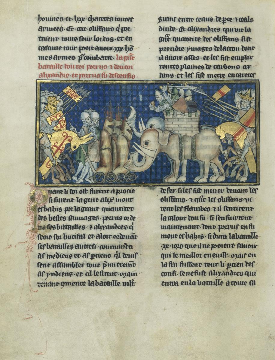 Alexander-Roman. Die große Schlacht zwischen König Porus und König Alexander, und Porus wurde geschlagen