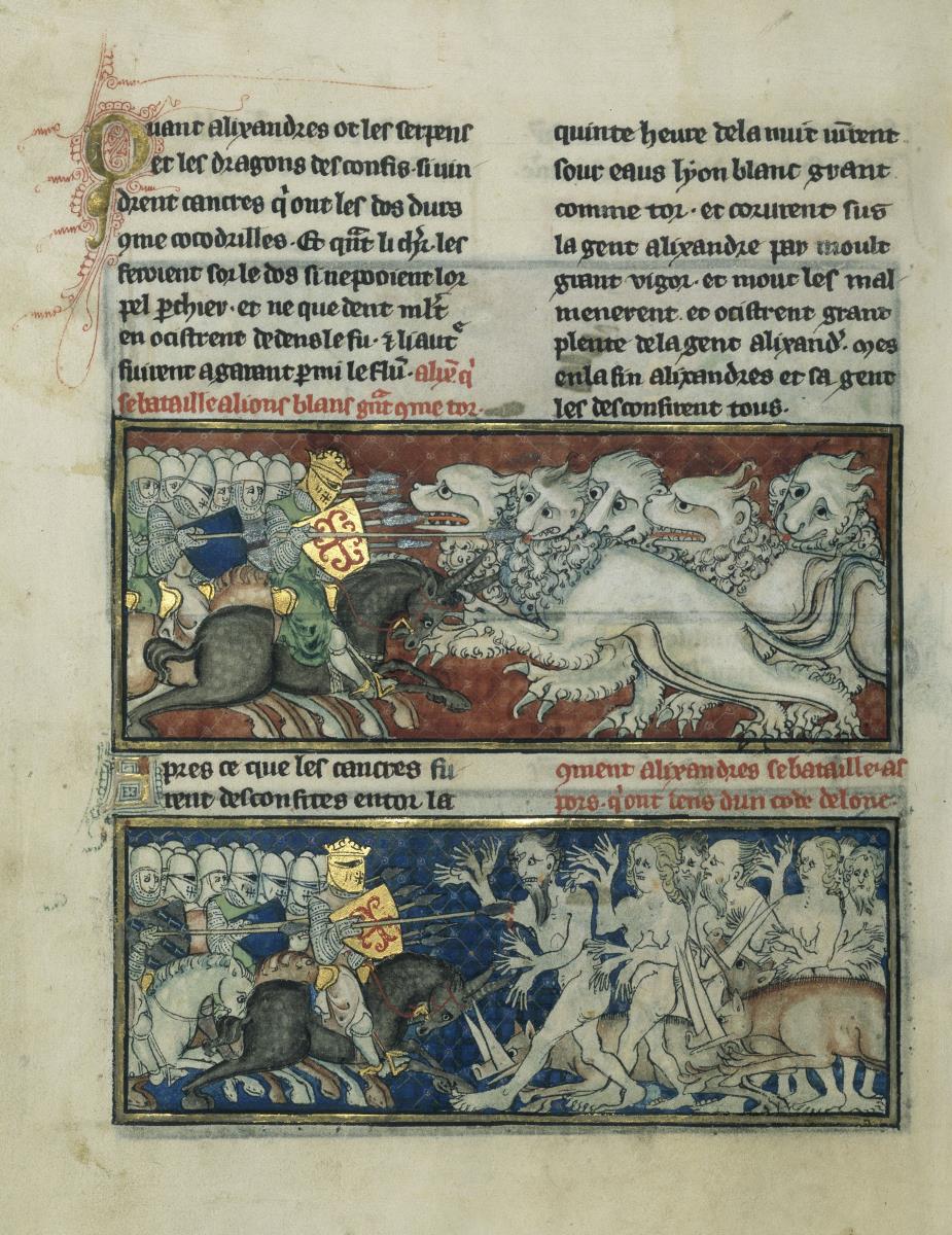 Alexander-Roman. Alexander schlägt sich mit turmhohen weißen Löwen / Wie Alexander gegen Wildschweine mit ellenlangen Hauern kämpft