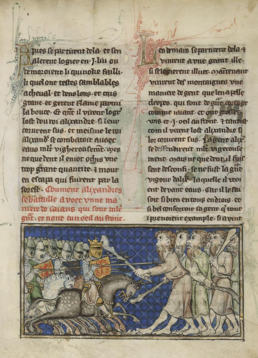 Alexander-Roman. Kampf mit Zyklopen