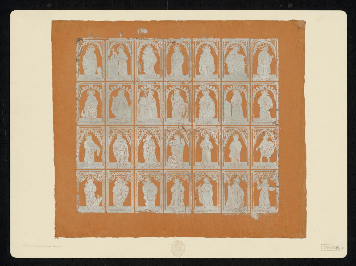 Brokatpapier (Blatt mit 28 Heiligen)