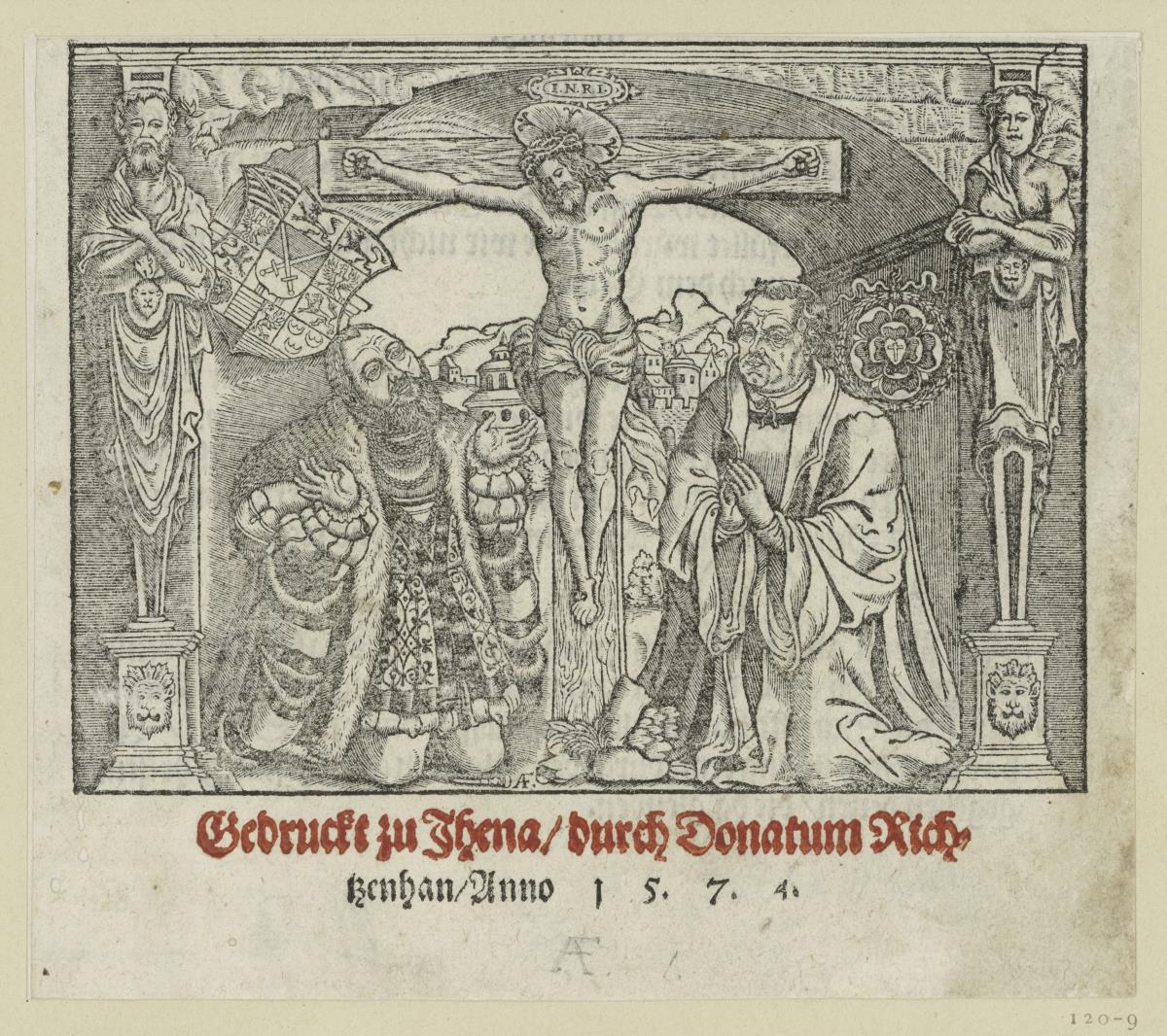 Christus am Kreuz zwischen Luther und Friedrich dem Weisen