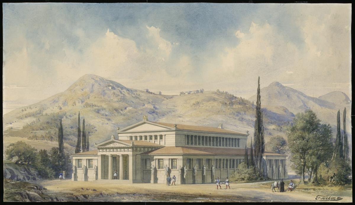Entwurf für das Museum in Olympia, Griechenland, Ansicht