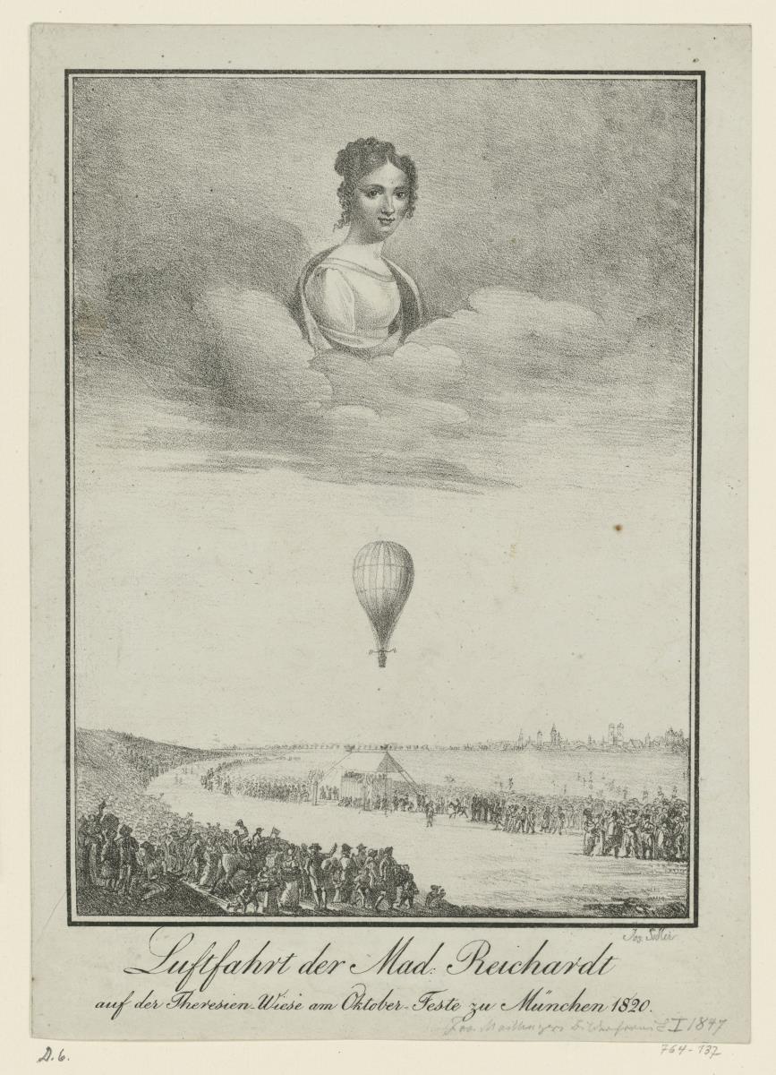 Luftfahrt der Mad: Reichardt auf der Theresien-Wiese am Oktober-Feste zu München 1820
