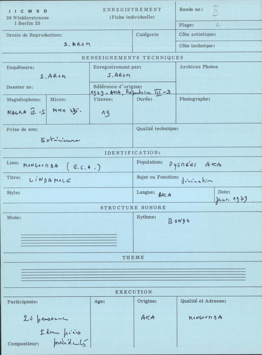 Arom II, 1979 - Aka, Repertoire