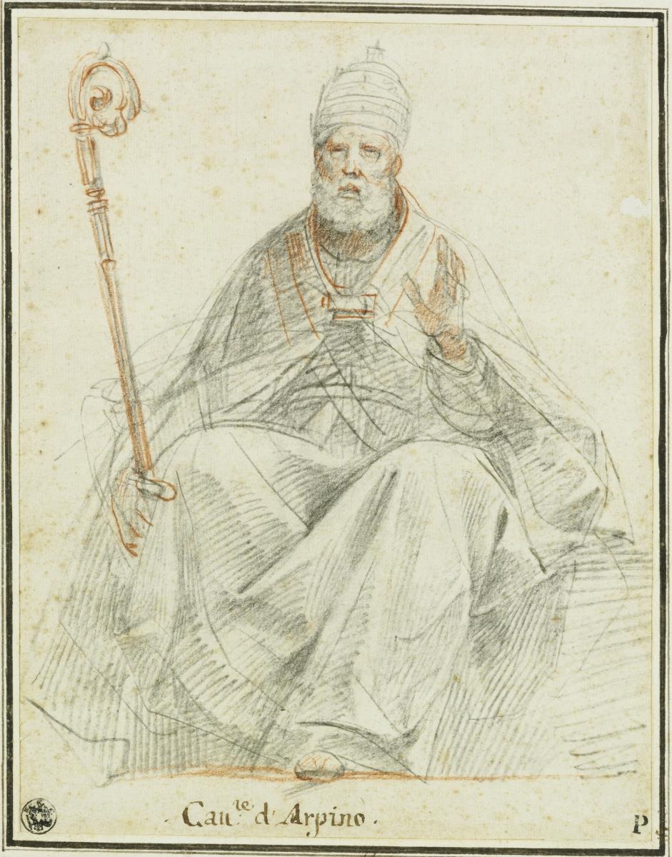 Sitzfigur eines Bischofs oder Papstes