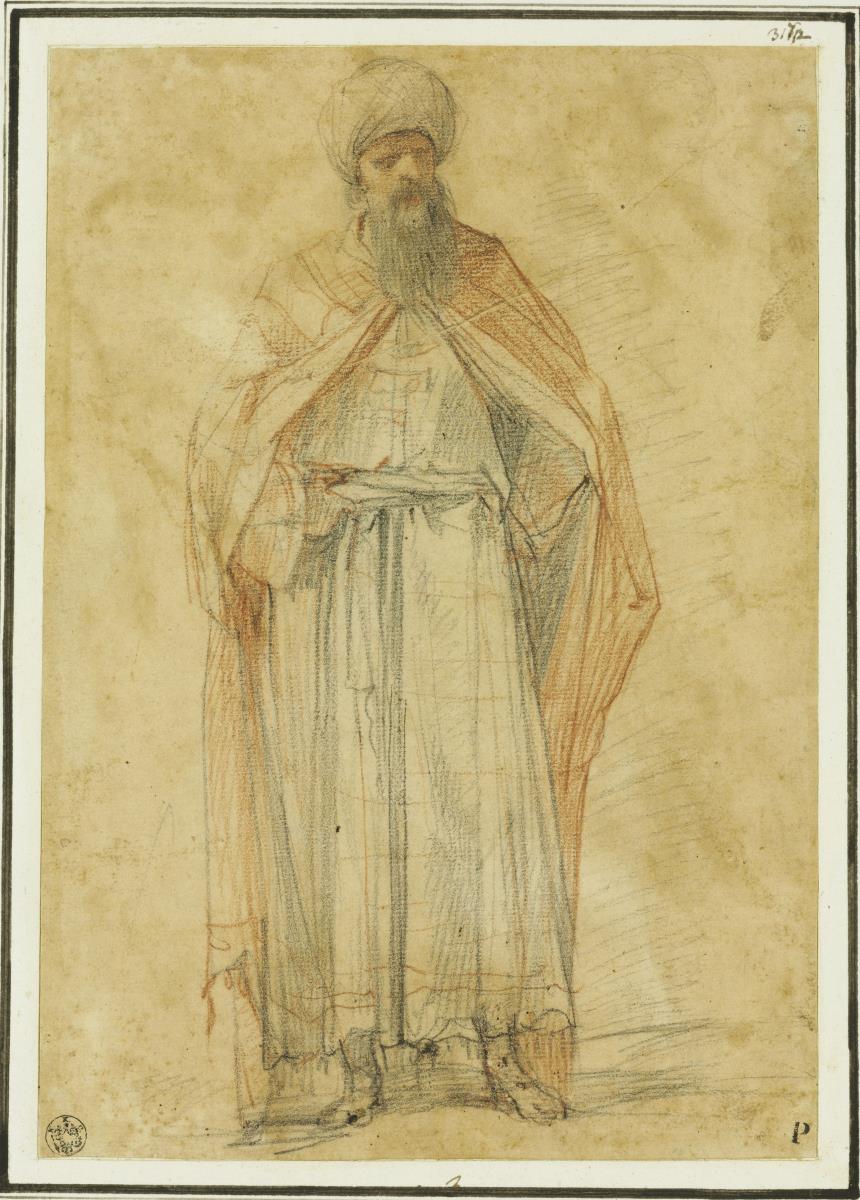 Bärtiger Mann mit Turban und einem langen Gewand (Studie für einen Hohepriester?)