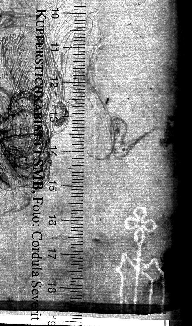 Pferdekopf mit geöffnetem Maul, von unten gesehen, Segelschiff (Studie für den Holzschnitt "Die Belagerung von Algier", 1541/42), geometrische Figuren