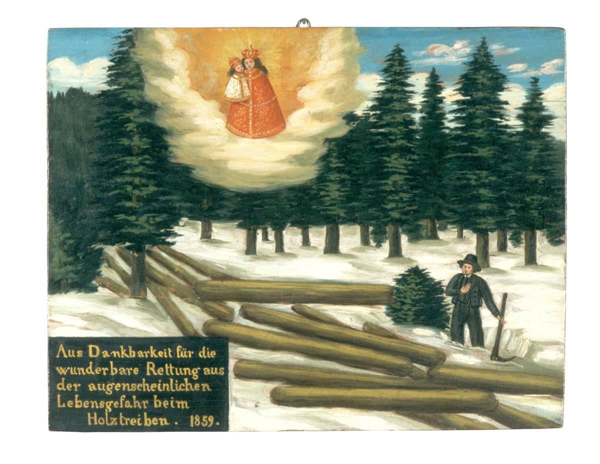 Aus Dankbarkeit für die wunderbare Rettung aus der augenscheinlichen Lebensgefahr beim Holztreiben. 1859.