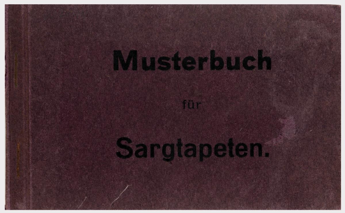 Musterbuch für Sargtapeten. Ohne Herstellerangabe.