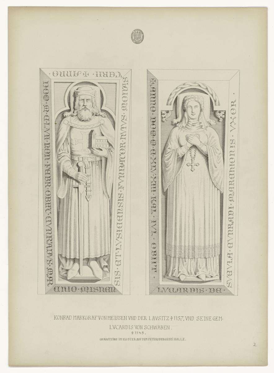 Konrad, Landgraf v. Meissen und der Lausitz, gest. 1157, und seine Gemalin, Lucardis von Schwaben, gest. 1145, Kloster Petersberg, Halle