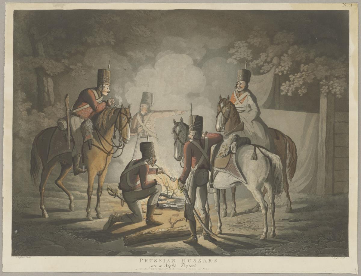 Prussian Hussars on a Night Piquet