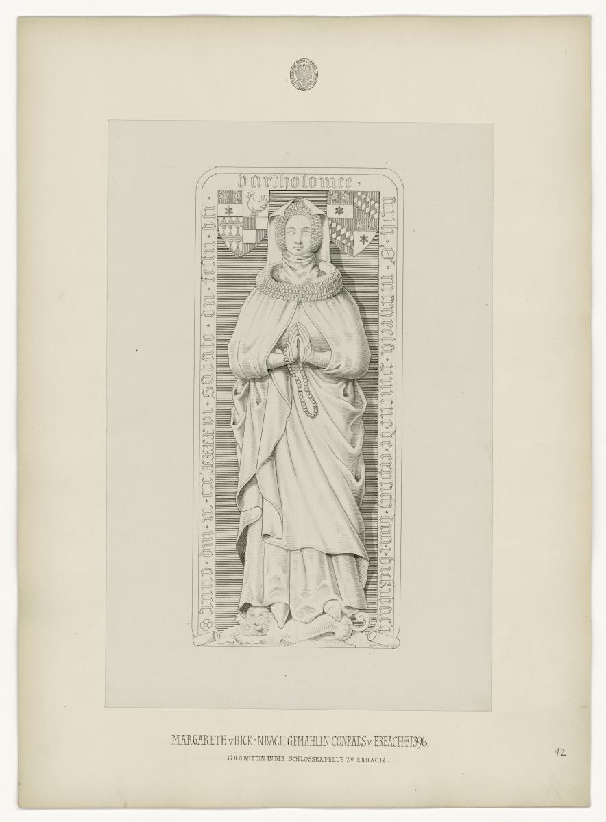 Margarethe von Bickenbach, Gemahlin von Konrad von Erbach, gest. 1396, Schlosskapelle Erbach