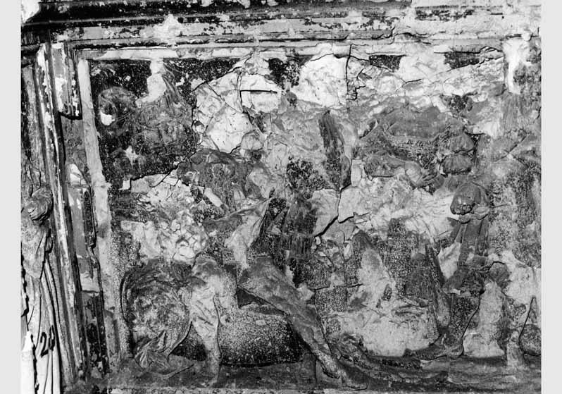 Blick auf den "Kulturgeschichtlichen Fries" von Otto Geyer im Treppenhaus der Nationalgalerie