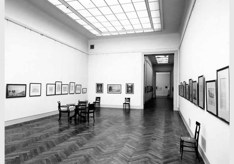 Blick in die Ausstellung "Karl Friedrich Schinkel 1781-1841" vom 16. Dez. 1961 - 11. März 1962 in der Nationalgalerie