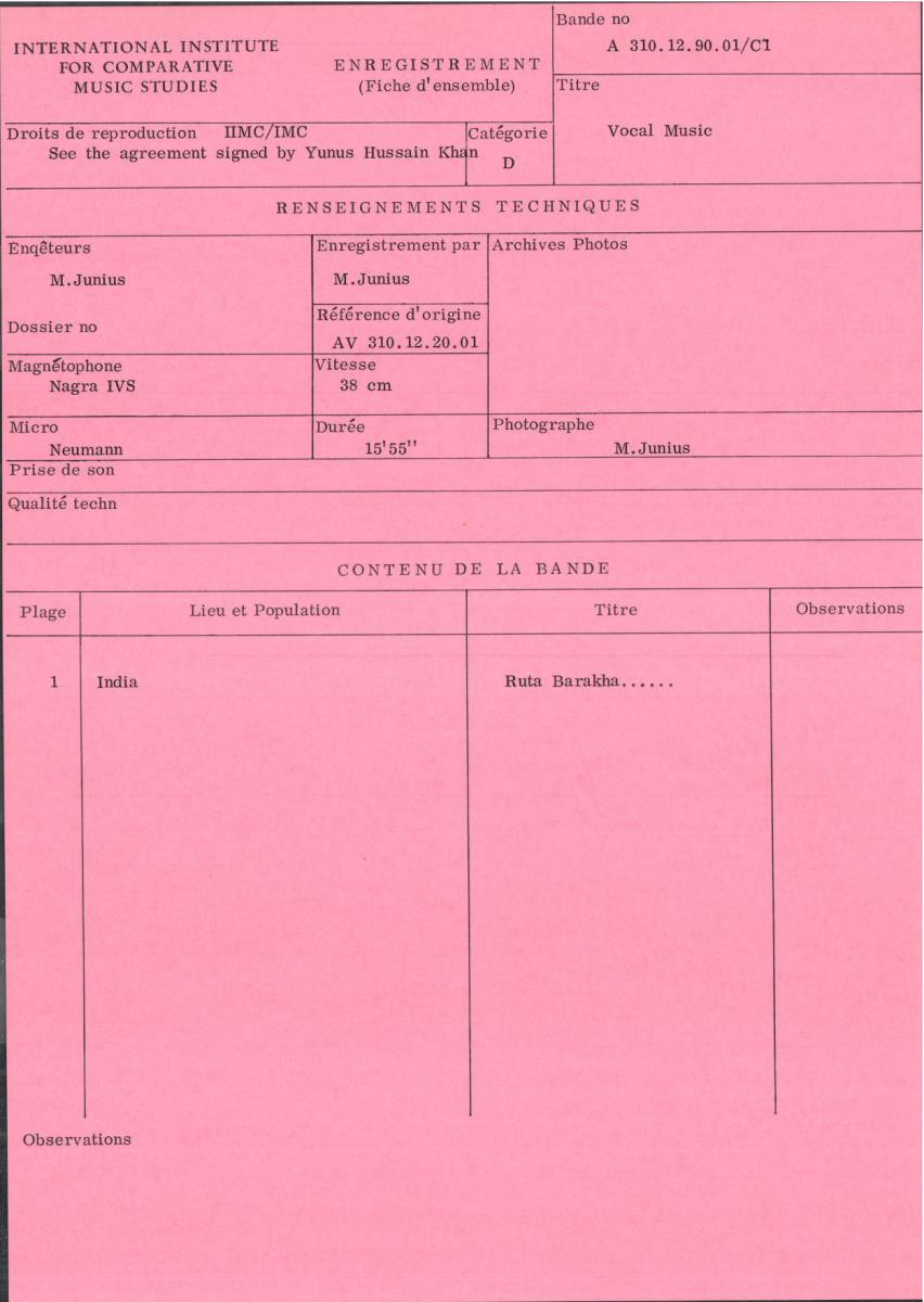 India / Vocal Music