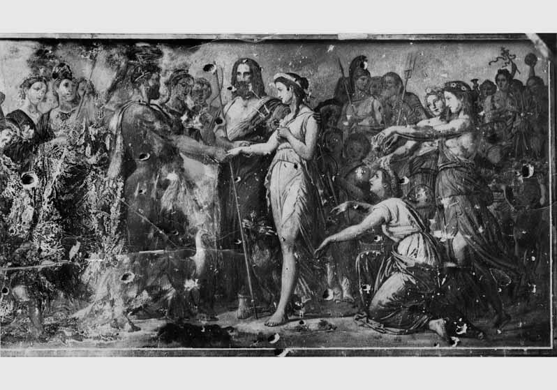 Beschädigtes Fresko von Karl-Friedrich Schinkel "Herkules heiratet Hebe" in der Rotunde des Alten Museums
