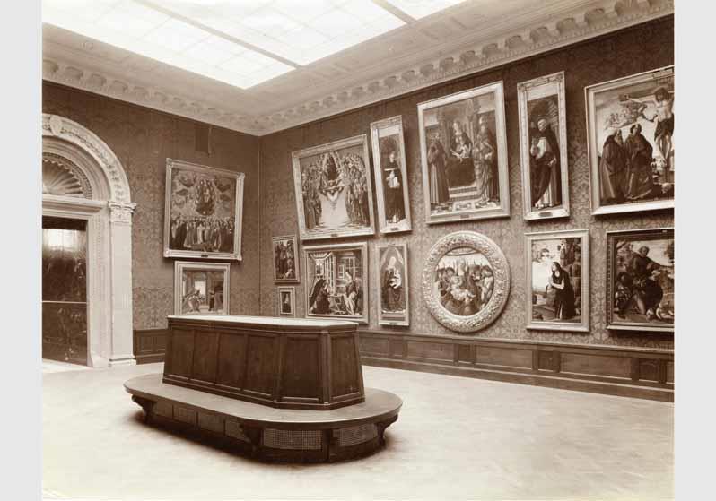 Aufstellung der Gemäldegalerie und der Skulpturensammlung im Kaiser-Friedrich-Museum, Raum 38, Florentinische Gemälde des 15. Jhd.