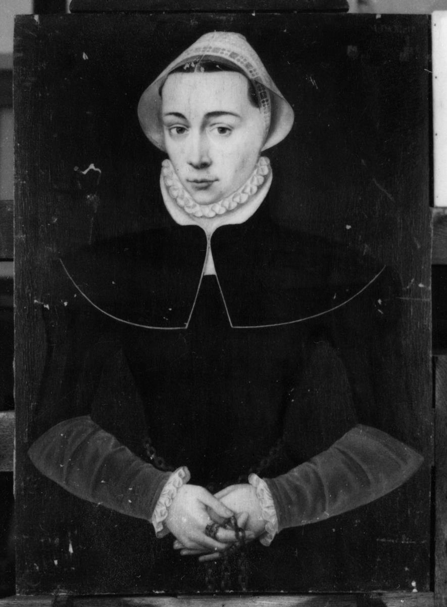 Porträt einer Frau mit Haube, Schulterkragen und kleiner Halskrause