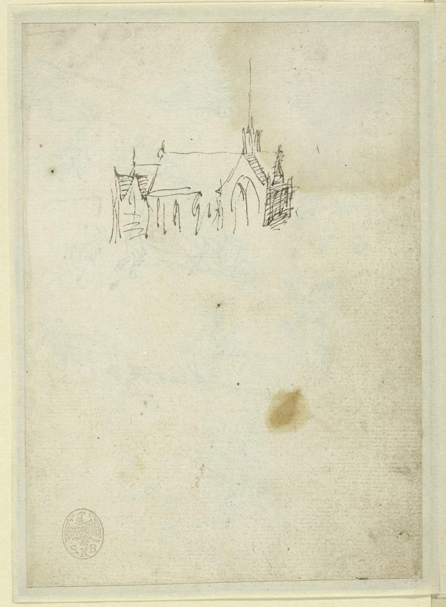Heilige Stede (Nieuwezijds-Kapelle) in Amsterdam, von Nordwesten gesehen (wohl Studie für die "Vogelperspektive der Stadt Amsterdam" (1538, Amsterdam Museum, Amsterdam))